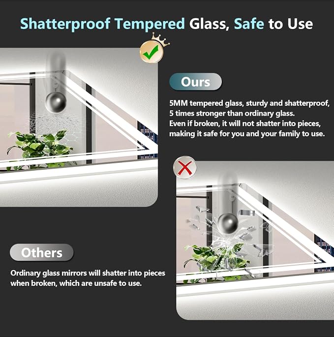 84x32 LED Bathroom Mirror with Lights, Backlit and Front Lit Anti-Fog Lighted - Image 7
