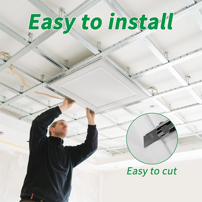 Art3d 12 Pack PVC Ceiling Tiles 24x24 Inches Waterproof Drop Ceiling Tiles/Wall - Image 8