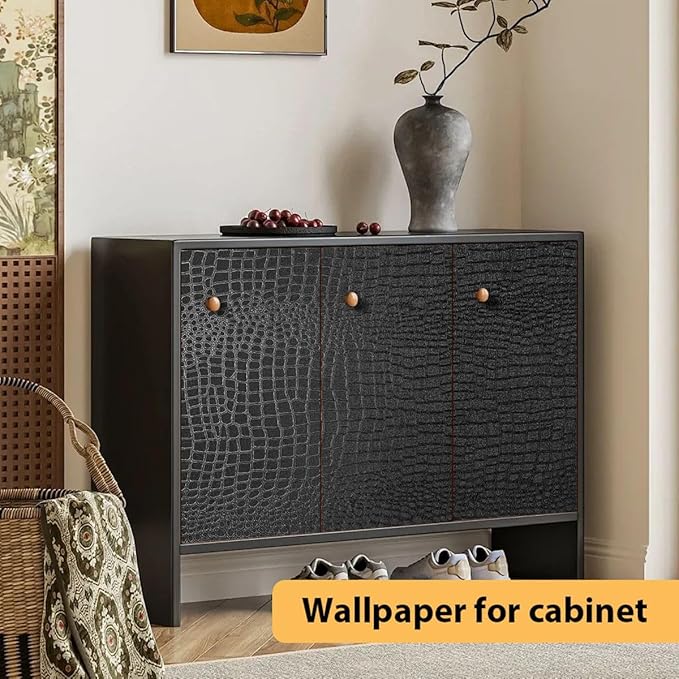 Arthome 17"×240" Black Crocodile Peel and Stick Wallpaper, Charcoal Black - Image 5