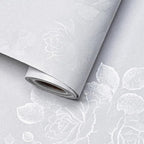 White Wallpaper Silk Embossed Floral White 393inL 17.7inWContact Paper by VisitTheLativo