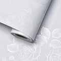 White Wallpaper Silk Embossed Floral White Contact Paper by VisitTheLativo