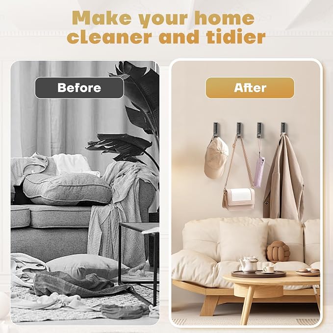 Folding Wall Hook, Heavy Duty Zinc Alloy No Rust Fold Up Hooks - Image 7