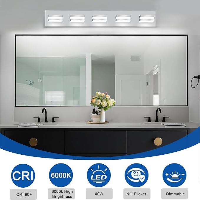 IZORRO LED Modern Bathroom Lights Fixtures, Chrome Acrylic Wall Lighting - Image 4