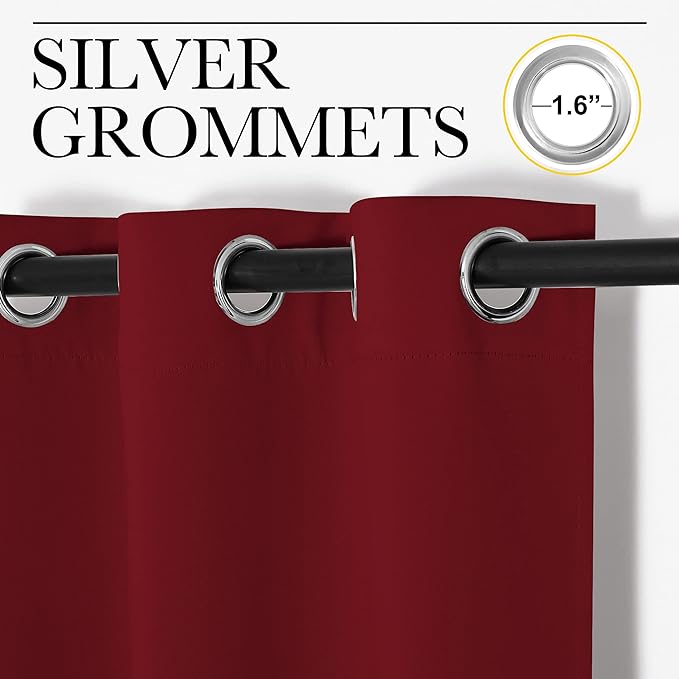 NICETOWN Burgundy Red Blackout Curtains 102 inches Length - Image 2