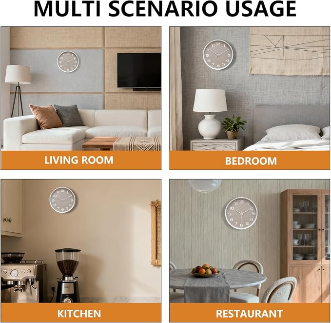 Silent Wall Clock with Large Numbers, 10 Inch Battery Operated Analog Clock - Image 8