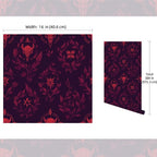 FLFK Gothic Peel and Stick Wallpaper Dark Red Wallpaper 16" x 384" Vinyl - Image 2