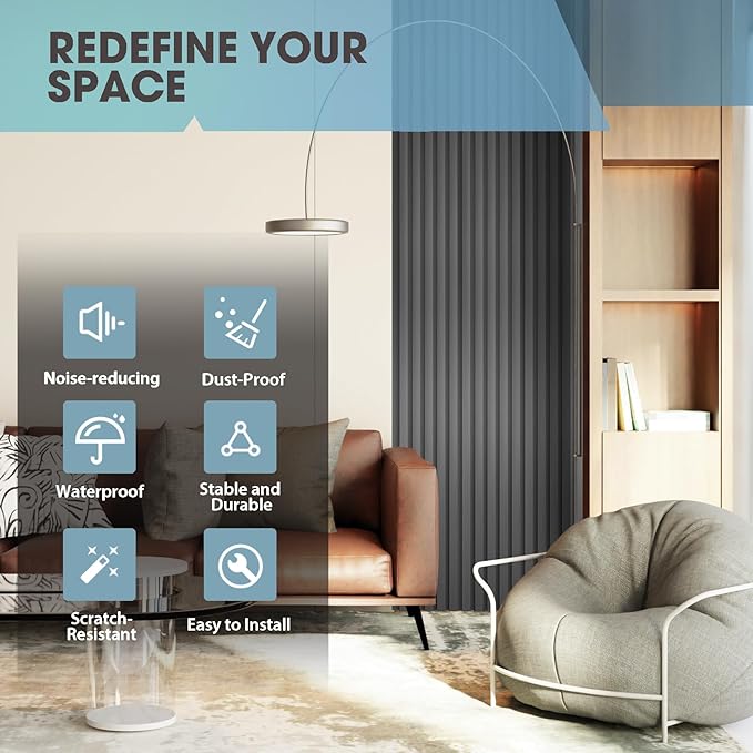 OUZUGIE WPC Acoustic Slat Wall Paneling, Living Room, TV Background, Study Room - Image 6