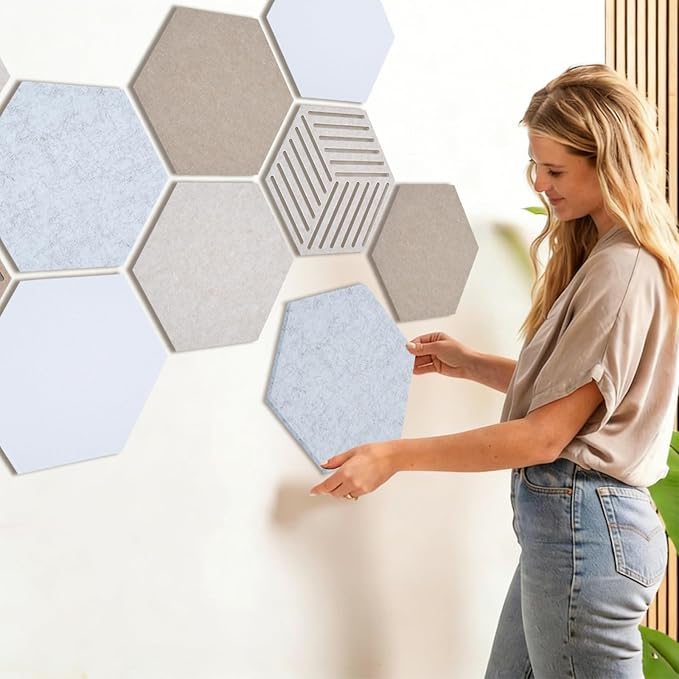 Acoustic Felt Bulletin Board Tiles Self-Adhesive Sound Absorbing Wall Panels - Image 5