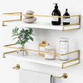 Forbena Floating Bathroom Shelves Wall Mounted, Aesthetic White and Gold Shelves by Forbena