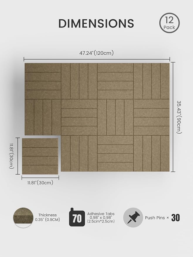 Bumusty Large Cork Board Alternative-48 x 36" Felt Bulletin Board Tiles - Image 2