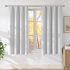 NICETOWN Greyish White Faux Linen Room Darkening Rod Pocket Curtains 63 inch by NICETOWN