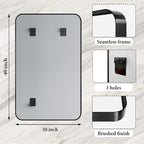 40X30 Inch Black Metal Framed Bathroom Mirror - Image 4