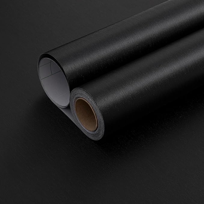 FUKU MON 23.6" X 393" Black Wallpaper Peel and Stick Contact Paper Solid - Image 7
