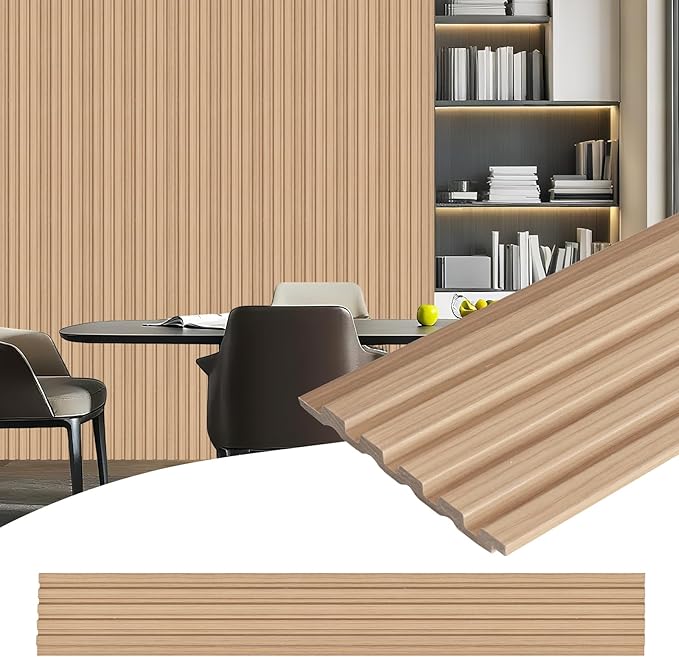 8-Pack 3D Slat Wall Panels — Soundproof Faux Wood Wall Panels by Unknown