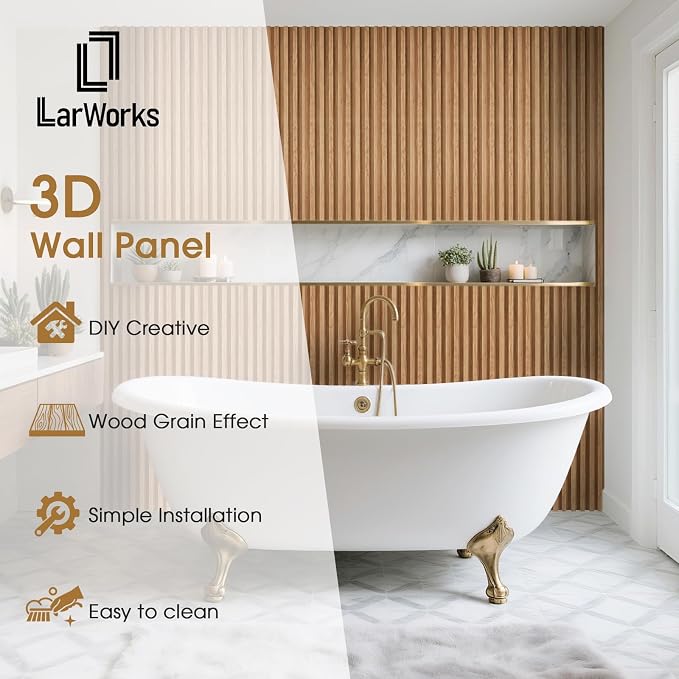 WPC Slat Wall Panels 8 Pack 96" x 8.2", Waterproof Fluted Wall Paneling - Image 2