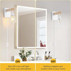 Lomoky White Plug in Wall Sconces Set of Two, Modern Wall Lights - Image 4