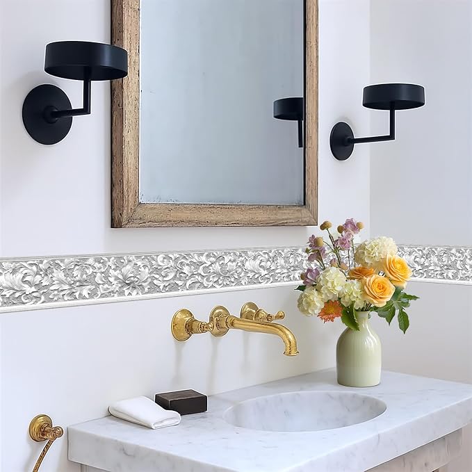 Floral Wallpaper Border 196x4 Inch Vintage Peel and Stick Wall Border Pink - Image 5