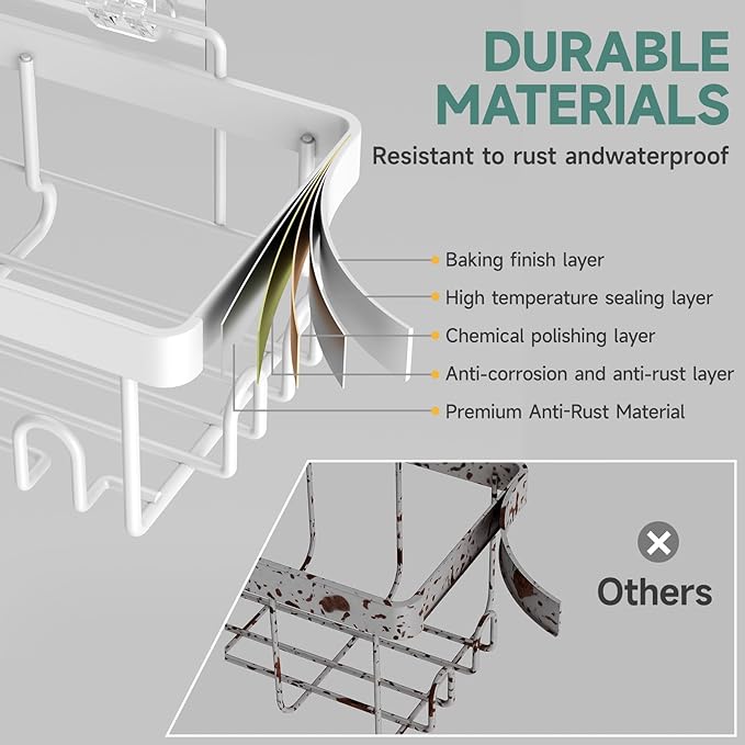 Veken Adhesive Shower Caddy 5-Pack, Heavy Weight Bearing, Large Wall Mounted - Image 5