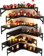 LEOPO Corner Floating Shelves Wall Mounted Set of 6, Corner Wall Shelves Rustic by FinestHomeDecor