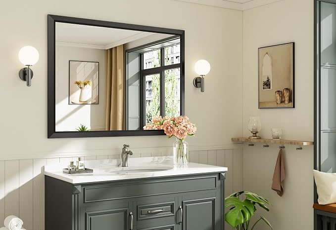 Briivue 48x36 Inch Black Bathroom Mirror - Image 9