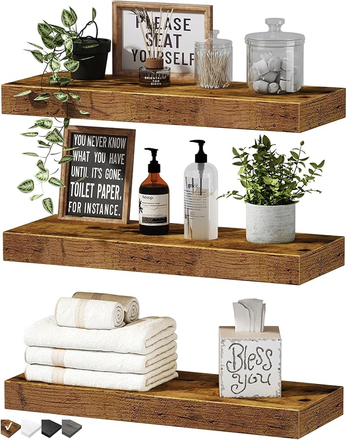 QEEIG Floating Shelves for Wall Bathroom Shelf Bedroom Kitchen Living Room by QEEIG