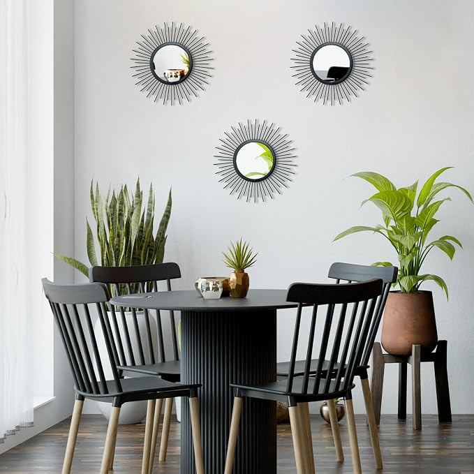 3 Set Sunburst Mirrors for Wall Decorative Metal Mirrors Small Mirror Sets - Image 4