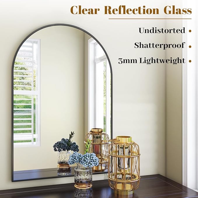 VooBang Arched Wall Mirror, 24 x 36 inch Arch Bathroom Mirror, Wall Mounted - Image 3
