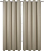 LEMOMO Blackout Curtains 66 x 95 inch/Beige Curtains Set of 2 Panels/Thermal - Image 2