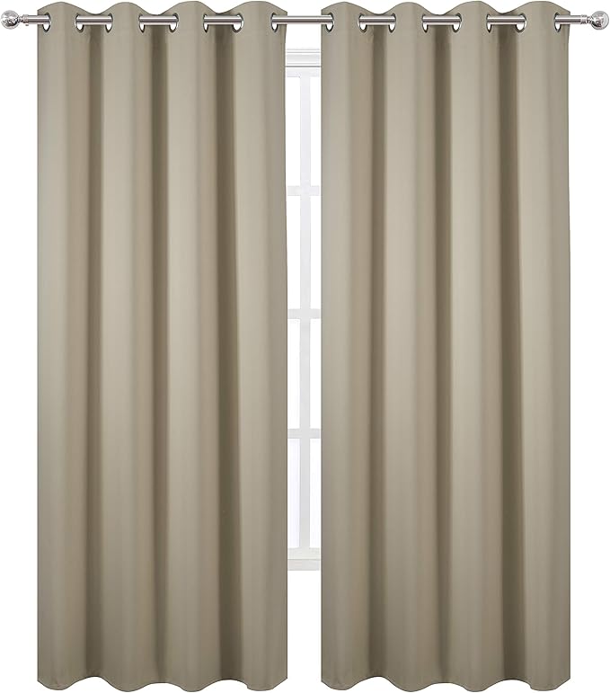 LEMOMO Blackout Curtains 66 x 84 inch/Beige Curtains Set of 2 Panels/Thermal - Image 2