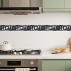 IVN Wallpaper Border Peel and Stick Wall Black and Silver Mosaic Decorative - Image 4