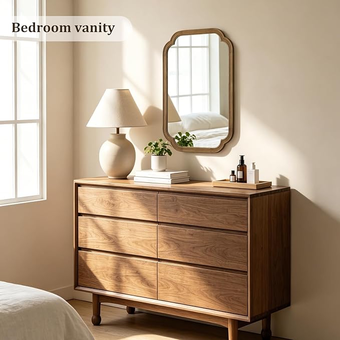 WallBeyond 20" x 30" Wood Mirror Rounded Corner Arch Wall Mirror - Image 3