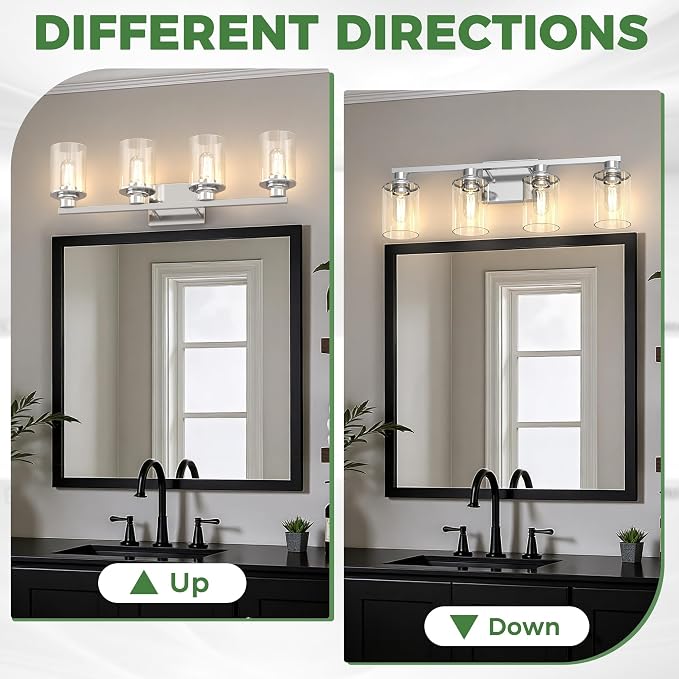 DORESshop 4-Light Vanity Light Fixtures, Chrome Bathroom Light Fixtures Over - Image 6