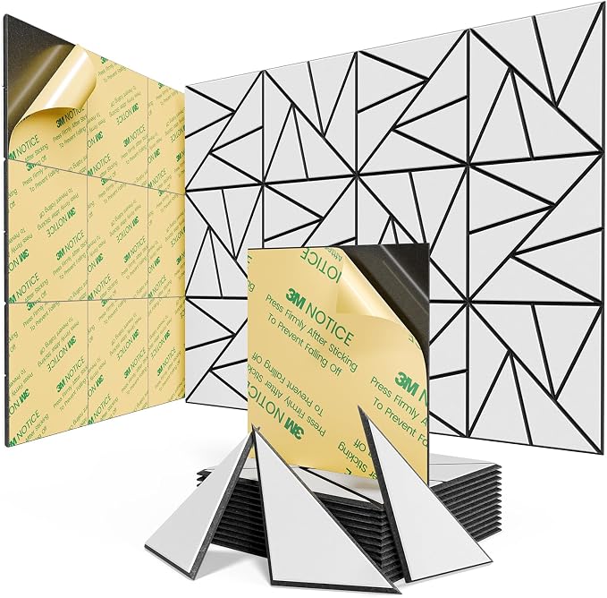 12 pack Acoustic Panels With Self-Adhesive, Sound Panels High Density, by ROOME