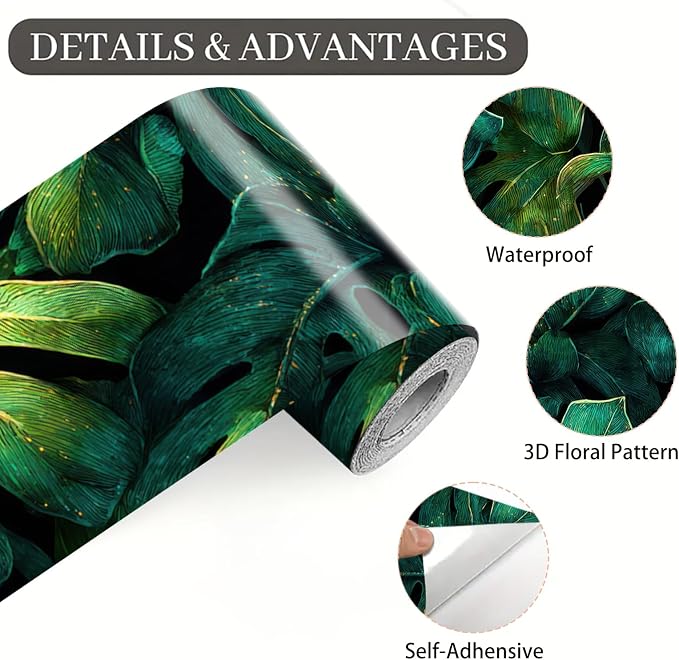 Tropical Leaf Wallpaper Border 196x4 Inch Peel and Stick Wall Border Self - Image 9