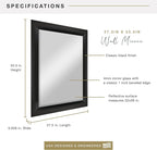 MCS Simplicity 22x28 Large Wall Mirror, Vertical & Horizontal Wall Hanging - Image 3
