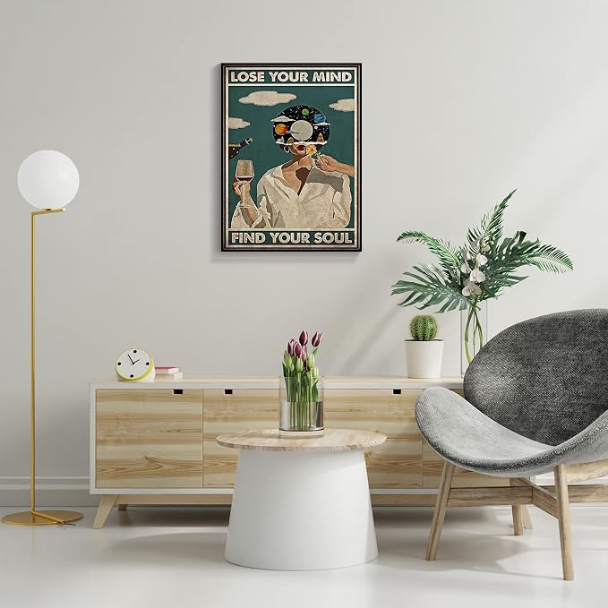 Framed Art Vintage Lose Your Mind Find Your Soul Poster Mental Health Quote - Image 4