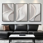 Large Framed Modern Abstract Wall Art, 3 Piece Minimalist Bright Style Prints by Cuspin