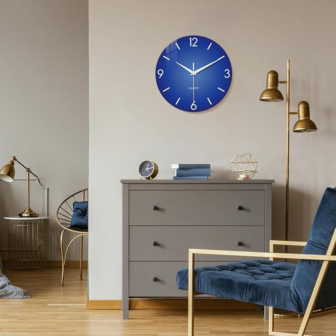 XFM Blue Wall Clock 14 Inch Modern Simple Wall Clocks Battery Operated - Image 3