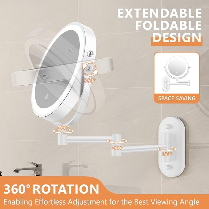 Auxmir 1X/30X Wall Mounted Makeup Mirror - Image 7
