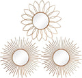 3 Pack Metal Mirrors for Wall Sunburst Wall Mirrors Home Décor Decorative by Uaussi