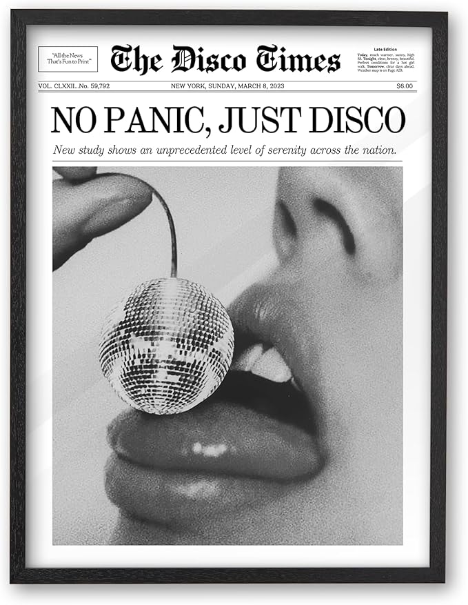 iHery Premium Natural Black OAK Wood 16x20in No Panic Just Disco Trendy Framed by iHery