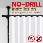 100% Blackout Room Divider Curtains Sets White W100 x L96 in 2 Panels No Drill - Image 3