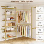 L2 Wall Mounted Closet System, Industrial Pipe Clothing Rack Clothes Racks - Image 3