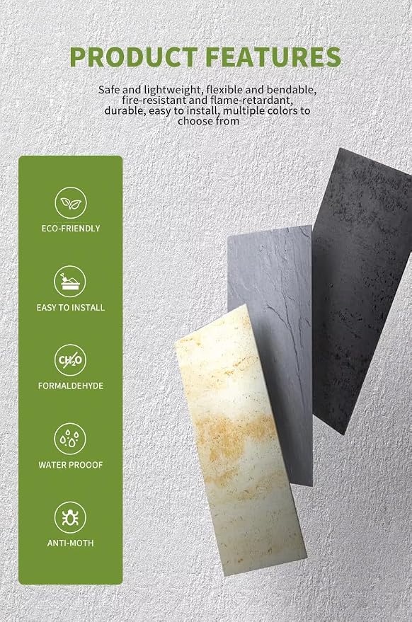 SINGULARWOOD 15pcs/26.46 sq ft Soft Stone Wall Tiles, Flexible Rock Travertine - Image 4