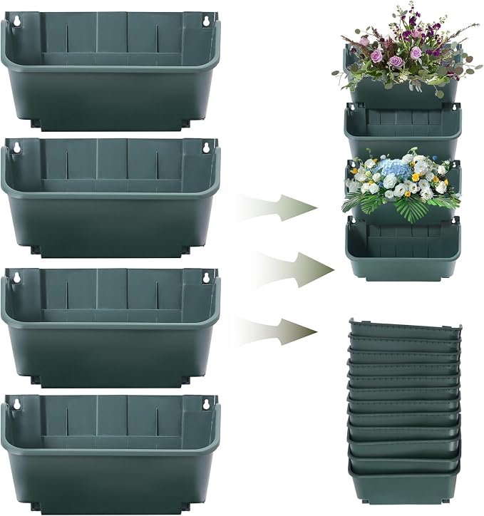 16 Pack Vertical Garden Planter, 13 inch Wall Mounted Planter - Image 5