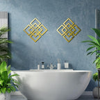 Weysat Wall Mount Home Mirror, 2 Pieces Silver Square Decorative Mirror - Image 5