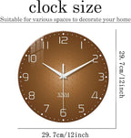 XNM Brown Wall Clock for Bedroom Glass Small Wall Clocks Battery Operated 12 - Image 3