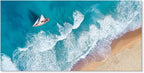 Goldfoilart Blue Ocean Sea Beach Canvas Wall Art Sailboat Painting Print on - Image 5