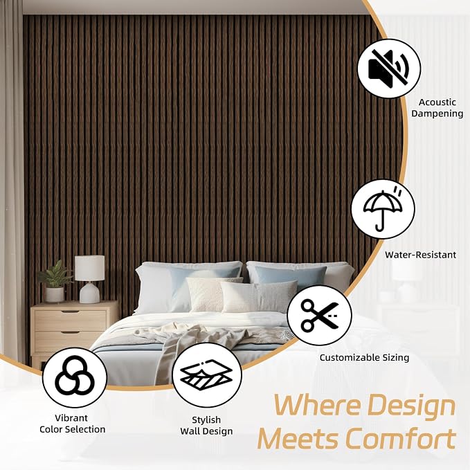 4 Pack Wood Panels for Wall, 106.3" × 11" Wood Slat Acoustic Panels for Wall - Image 9