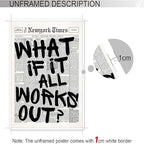 Drimiler Retro Black And White Newspaper Poster What If It All Works Out Canvas - Image 3
